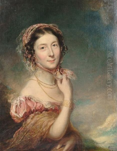 Portrait Of A Lady, Half-length In A Pink Dress And Bonnet - view 1