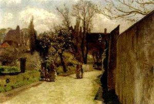 Figures On A Street In Ecouen, Near Paris by James W. Pattison