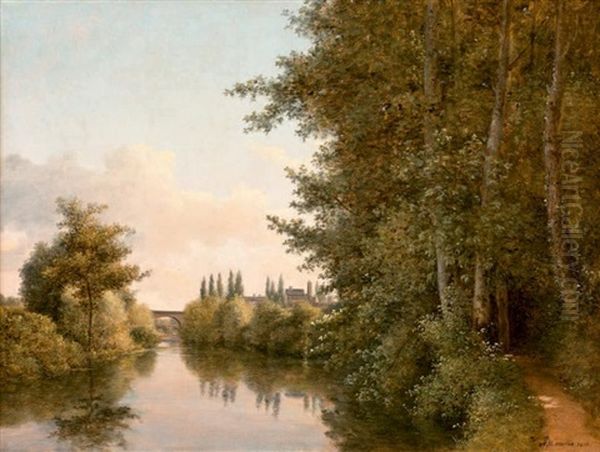 Bord De Riviere, Au Loin La Ville De Mortagne - view 1