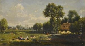 Paysage Anime A La Chaumiere by Alexandre Pau de Saint Martin