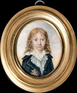 Portrait Du Dauphin De France Louis Xvii En Veste Bleue, Plaque Du Saint-esprit, Chemise De Dentelle Et Col Entrouverts