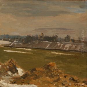 Spring Landskape With Melting Snow by Gerhard Lichtenberg Blom
