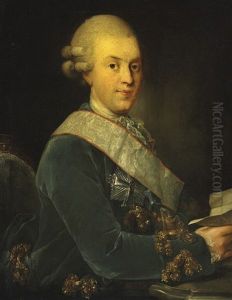 Portrait Of Conrad Holck (1745-1800) In Green-blue Velvet Jacket With Golden Galloons by Erik Pauelsen
