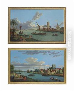 A View Of Battersea Bridge, London (+ A View Of Kew Bridge, London; Pair)