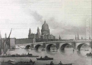 View Of The Thames At Blackfriar's Bridge Looking Towards St. Paul's by John Dean (Sir) Paul