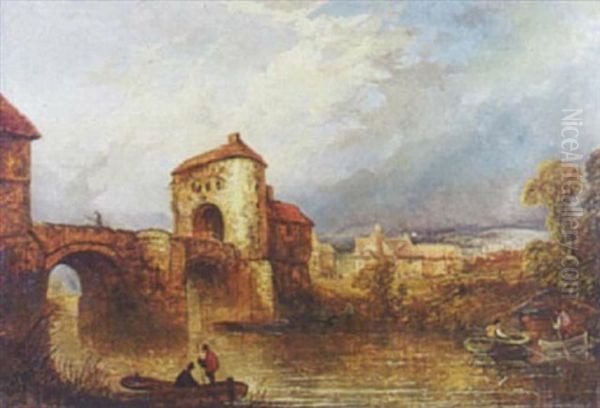 Boatmen Below A Bridge - view 1