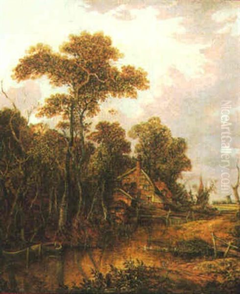 Rural Landscape With Cottage By A River - view 1