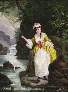 Young Girl By The Shore by Louis August Albert Paul