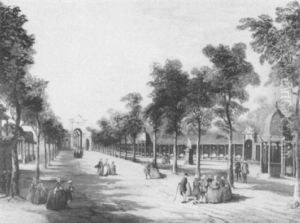 Elegant Figures Promenanding In Formal Gardens by John Paul