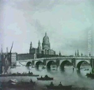 The Thames With A View Of St. Paul And Blackfriars Bridge by John Paul