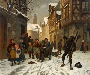 Der Von Der Schuljugend Geschneeballte Schornsteinfeger