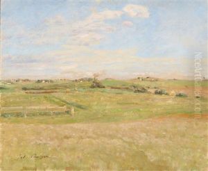 View Over A Sunlit Field by Julius Paulsen