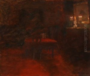 Evening In The Red Living Room by Julius Paulsen