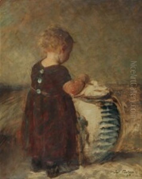 A Little Girl By A Vase - view 1