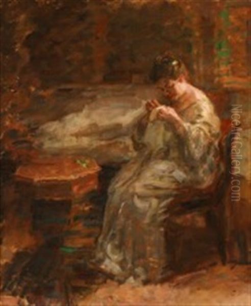Interior With A Woman Sewing - view 1