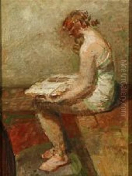 A Reading Woman Seen In Profile - view 1