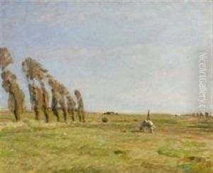 Landskab Med Popler by Julius Paulsen