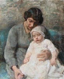 Portrait Of A Mother With Her Daugther by Julius Paulsen