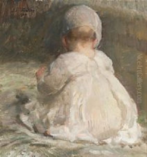 A Little Girl Sitting With Back Turned - view 1