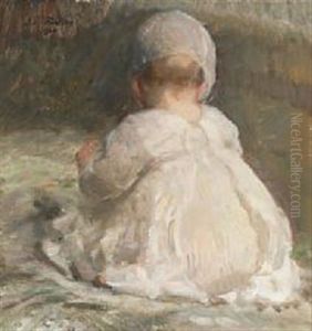 A Little Girl Sitting With Back Turned A Little Girl Sitting With Back Turned