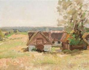 Danish Landscape With Houses by Julius Paulsen