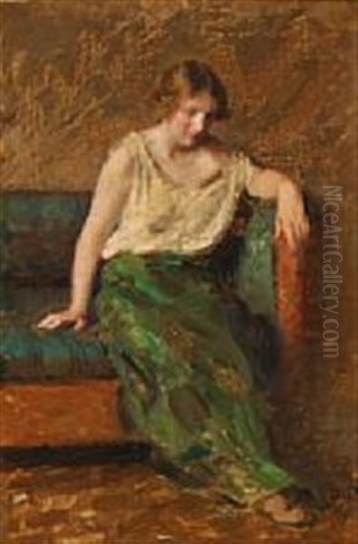 A Female Model Sitting In A Sofa - view 1