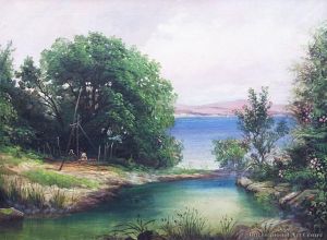Hinemoa's Pool, Mokoia Island, Lake Rotorua by Charles Blomfield