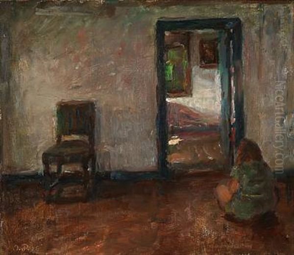 An Interior With A Girl Sitting On The Floor - view 1