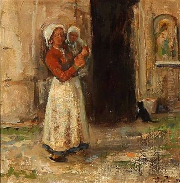 Italian Woman With A Child In Her Arms - view 1