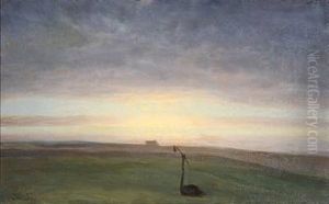 Field Landscape At Sunrise by Julius Paulsen