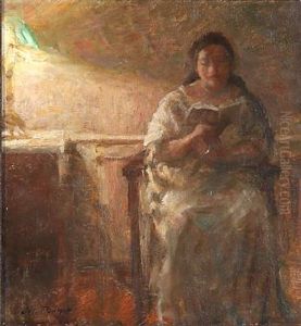 A Woman Reading In An Armchair by Julius Paulsen