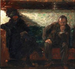 The Painter Niels Hansen And Yrsa Lundstrom, Married To The Painter Vilhelm Lundstrom, Sitting In A Sofa The Painter Niels Hansen And Yrsa Lundstrom, Married To The Painter Vilhelm Lundstrom, Sitting In A Sofa