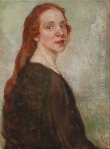 Portrait Of A Woman With Red Hair by Julius Paulsen