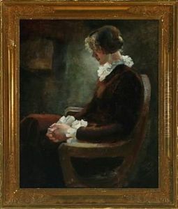 Young Woman Seated In An Armchair by Julius Paulsen