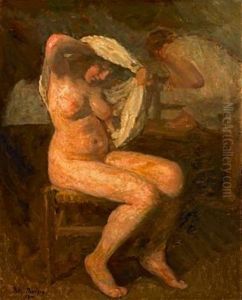 In The Bedroom, Interior With Two Women by Julius Paulsen