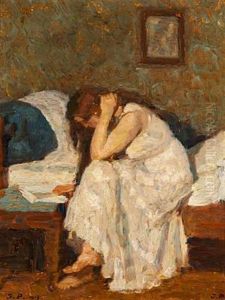 I Sovekammeret- Novel Reading In The Bedroom by Julius Paulsen