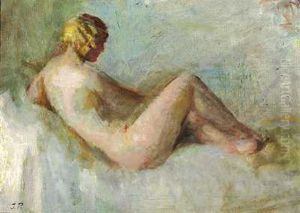 Nogen Kvindelig Model Pa Et Hvidt Leje by Julius Paulsen