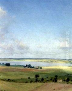 Udsigt Over Bakket Landskab, Hoj Himmel by Julius Paulsen