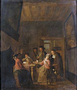 Interior With An Elegant Company Playing Cards by Maximilian Blommaerdt