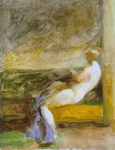 Nogen Kvinde Liggende Pa En Sofa by Julius Paulsen