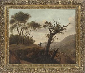 An Italianate Wooded Landscape With Travellers On A Track by Abraham Blommaert