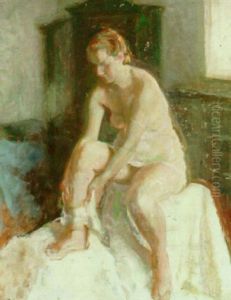 Den Unge Model Klaeder Sig Pa by Julius Paulsen
