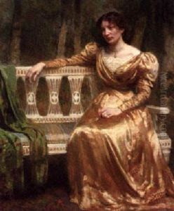 Portrait Of A Lady In A Yellow Silk Dress