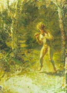 Spillende Faun I Landskab