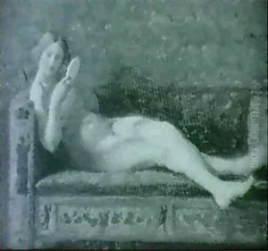 Nogen Kvinde Liggende I En Sofa Og Spejler Sig by Julius Paulsen