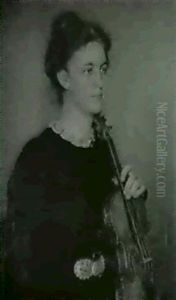 Portraet Af Karen Bramsen, Halvfigur, Trekvart Profil Med Hojre Holdende Sin Violon I Venstre Hand Portraet Af Karen Bramsen, Halvfigur, Trekvart Profil Med Hojre Holdende Sin Violon I Venstre Hand