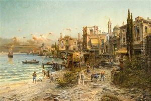 Suditalienische Kustenpartie Mit Dem Hafen Von Ortranto by Leonhard Paulus