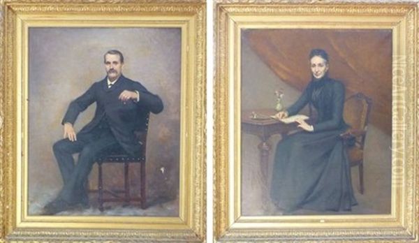 Portrait D'homme A La Cigarette (+ Portrait De Dame Ecrivant Une Lettre; 2 Works) - view 1