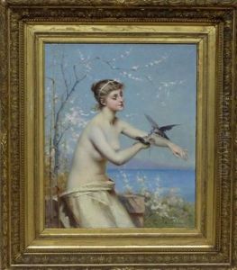 Jeune Fille Aux Colombes by Edouard Jerome Paupion