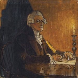 Alexander Hamilton At His Desk With Quill